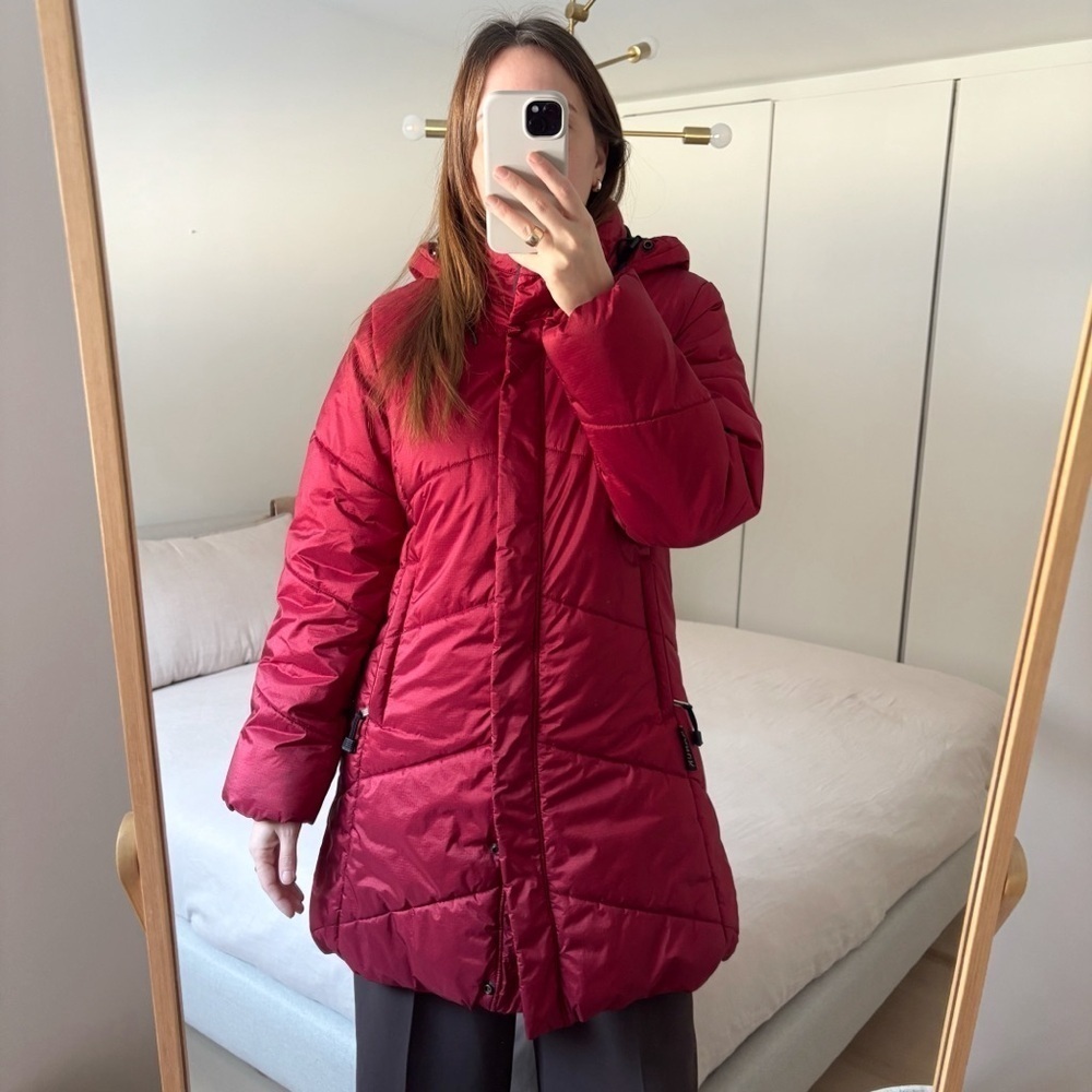Kanuk Vintage Puffer Winter Coat Mid Long Red Size 2 or M Warm Hooded